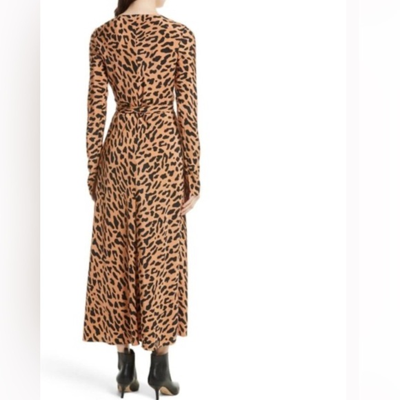 $428 DIANE VON FURSTENBERG TILLY LEOPARD BELMONT CAMEL SILK WRAP MIDI DRESS 2 - Picture 7 of 7